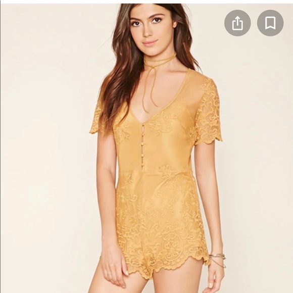 forever 21 mustard jumpsuit